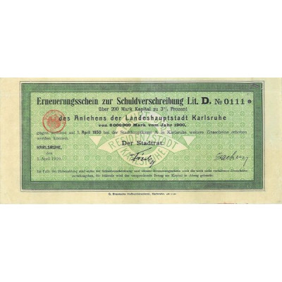 Erneuerungsschein zur Schuldverschreibung